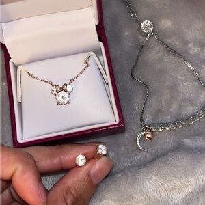 Helzberg Disney collection Elegant Rose Gold and Silver Jewelry Set